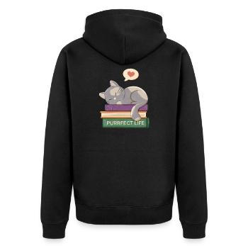 Chat et livres - Purrfect life - Veste à capuche bio Premium Unisexe - noir - Dos - Nico (187cm)