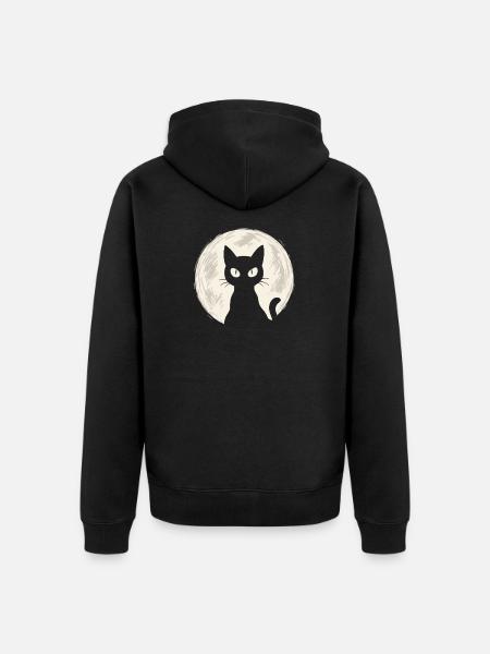 Chat dans la lune - Veste à capuche bio Premium Unisexe - noir