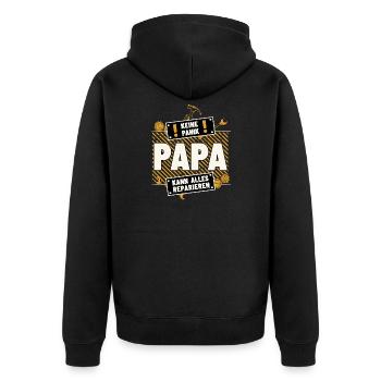 Papa kann alles - Unisex Premium Bio Zip Hoodie - Schwarz - Hinten - Nico (187cm)