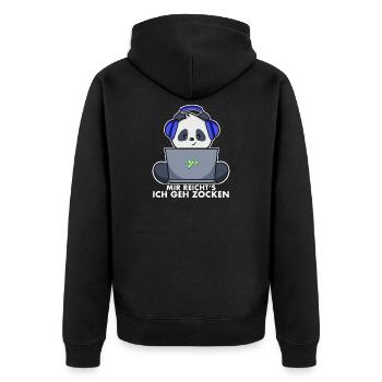 Gaming Panda - Mir reicht‘s ich geh zocken - Unisex Premium Bio Zip Hoodie - Schwarz - Hinten - Nico (187cm)