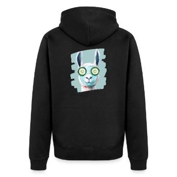 Llama Alpaca Beauty Selfcare Mask - Unisex Premium Organic Zip Hoodie - black - Back - Nico (187cm)