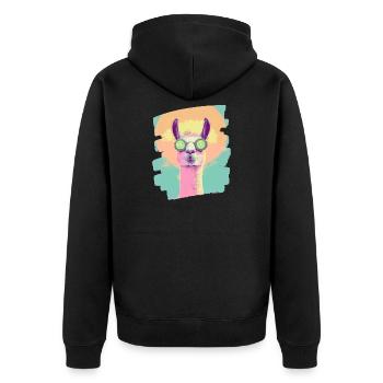 Llama Alpaca Beauty Selfcare Mask - Unisex Premium Organic Zip Hoodie - black - Back - Nico (187cm)