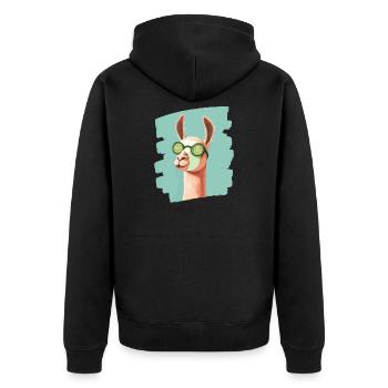 Llama Alpaca Beauty Selfcare Mask - Unisex Premium Organic Zip Hoodie - black - Back - Nico (187cm)