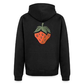 Icône de fraise dans le style bande dessinée et dessin animé - Veste à capuche bio Premium Unisexe - noir - Dos - Nico (187cm)