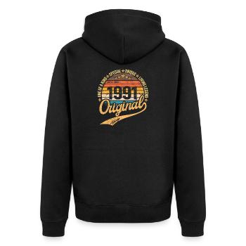 Rétro Vintage né en 1991 – Millésime 1991 - Veste à capuche bio Premium Unisexe - noir - Dos - Nico (187cm)