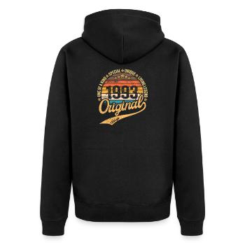 Retro Vintage born in 1993 – Vintage 1993 - Unisex Premium Organic Zip Hoodie - black - Back - Nico (187cm)