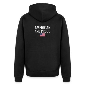 American And Proud Amerikanische Flagge USA - Unisex Premium Organic Zip Hoodie - black - Back - Nico (187cm)