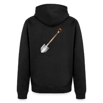 Klassischer Spaten – Garten- und Bauwerkzeugmotiv - Unisex Premium Bio Zip Hoodie - Schwarz - Hinten - Nico (187cm)
