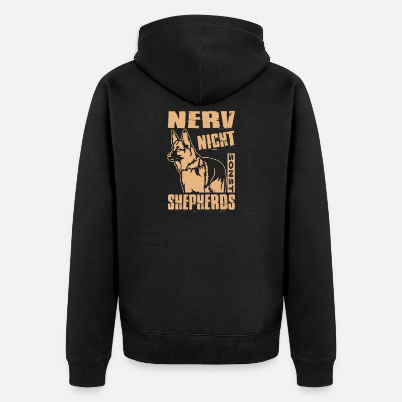 Schäferhund Geschenke Hund Herrchen Gassi - Unisex Premium Bio Zip Hoodie - Schwarz
