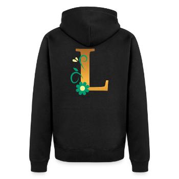 L - Unisex Premium Organic Zip Hoodie - black - Back - Nico (187cm)