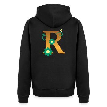 R - Unisex Premium Organic Zip Hoodie - black - Back - Nico (187cm)