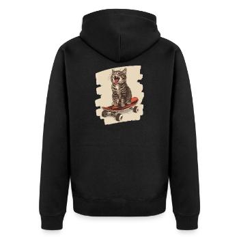 Chat de planche à roulettes - Veste à capuche bio Premium Unisexe - noir - Dos - Nico (187cm)
