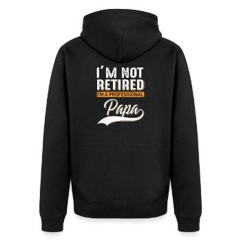 Retired dad? No – Profession: Dad! | Funny - Unisex Premium Organic Zip Hoodie - black - Back - Nico (187cm)