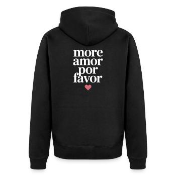 More Amor Por Favor Love Spanish Valentine's Day - Unisex Premium Organic Zip Hoodie - black - Back - Nico (187cm)