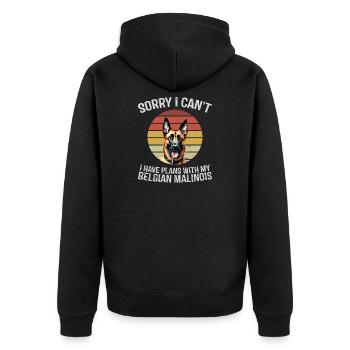 Humorvolles belgisches Malinois Hunde-T-Shirt - Unisex Premium Bio Zip Hoodie - Schwarz - Hinten - Nico (187cm)