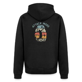 attack mode beach - vintage Volleyball Spieler - Unisex Premium Bio Zip Hoodie - Schwarz - Hinten - Nico (187cm)