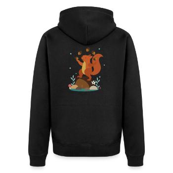 Juggling Squirrel – Funny Forest Scene - Unisex Premium Organic Zip Hoodie - black - Back - Nico (187cm)