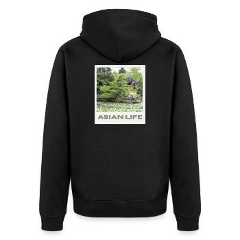 Asiatischer Gartensee Zen - Unisex Premium Bio Zip Hoodie - Schwarz - Hinten - Nico (187cm)