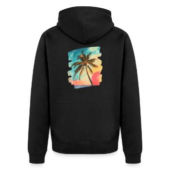 Plage Palmiers Coucher de soleil Été - Veste à capuche bio Premium Unisexe - noir - Dos - Nico (187cm)