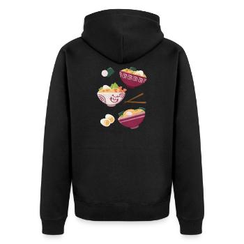 Ramen Japanisches Essen Katzen Design - Unisex Premium Bio Zip Hoodie - Schwarz - Hinten - Nico (187cm)