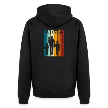 Papa & 3 Söhne Geschenk Design zum Vatertag - Unisex Premium Bio Zip Hoodie - Schwarz - Hinten - Nico (187cm)