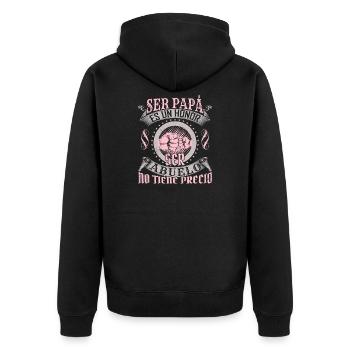 Individuelles Vatertagsgeschenk T-Shirt Design - Unisex Premium Bio Zip Hoodie - Schwarz - Hinten - Nico (187cm)