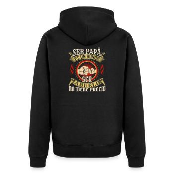 Ser Papá Es Un Héroe - Unisex Premium Bio Zip Hoodie - Schwarz - Hinten - Nico (187cm)
