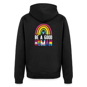 Mois de la fierté LGBT - Be a Good Human - Veste à capuche bio Premium Unisexe - noir - Dos - Nico (187cm)