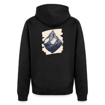 Berge Klettern Kletterer Wandern - Unisex Premium Bio Zip Hoodie - Schwarz - Hinten - Nico (187cm)