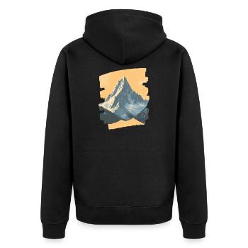 Berge Klettern Kletterer Wandern - Unisex Premium Bio Zip Hoodie - Schwarz - Hinten - Nico (187cm)