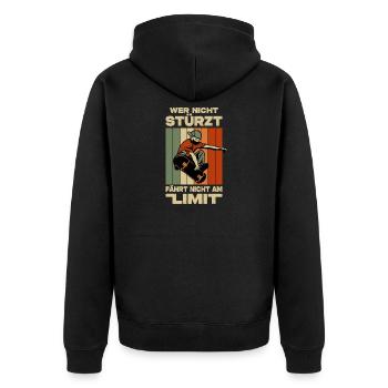 Skateboard Geschenke Skateboardfahrer Outfits - Unisex Premium Bio Zip Hoodie - Schwarz - Hinten - Nico (187cm)