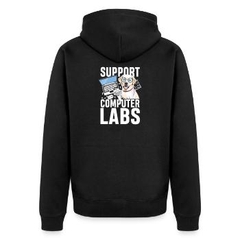 Support computer labs - Unisex Premium Bio Zip Hoodie - Schwarz - Hinten - Nico (187cm)