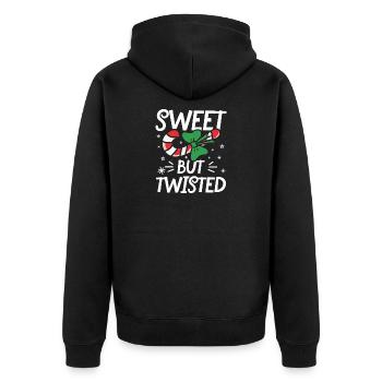 Sweet but twisted - Unisex Premium Bio Zip Hoodie - Schwarz - Hinten - Nico (187cm)