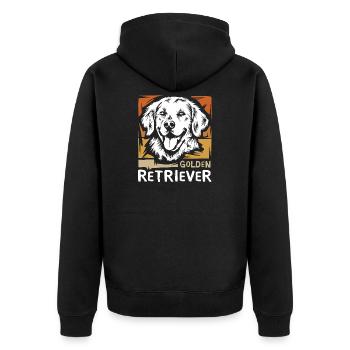 Golden Retriever retro Illustration für Hundefans - Unisex Premium Bio Zip Hoodie - Schwarz - Hinten - Nico (187cm)