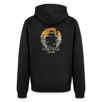 Ancien voilier vintage - Icône des mers et de l’océan - Veste à capuche bio Premium Unisexe - noir - Dos - Nico (187cm)