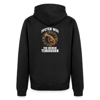 Pfoten weg von meinem Tenorhorn für Tenorhornisten - Unisex Premium Bio Zip Hoodie - Schwarz - Hinten - Nico (187cm)