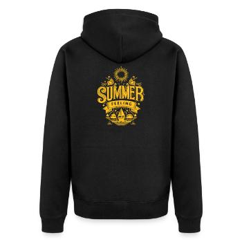 SUMMER Feeling yellow Graphic - Unisex Premium Bio Zip Hoodie - Schwarz - Hinten - Nico (187cm)