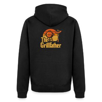 The Grillfather – BBQ Fire & Meat - Unisex Premium Organic Zip Hoodie - black - Back - Nico (187cm)