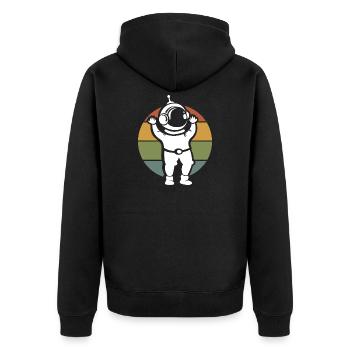 illustration d’astronaute vintage - dessin animé rétro - Veste à capuche bio Premium Unisexe - noir - Dos - Nico (187cm)