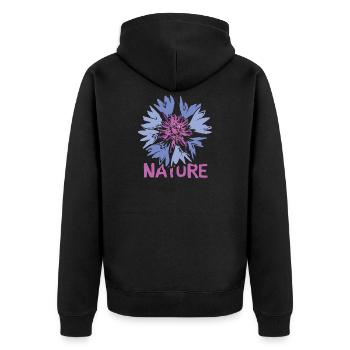 Fleurs Nature Design - Illustration de fleurs sauvages - Veste à capuche bio Premium Unisexe - noir - Dos - Nico (187cm)