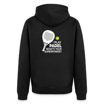 Je joue au padel - Quel est votre super-pouvoir ? - Veste à capuche bio Premium Unisexe - noir - Dos - Nico (187cm)