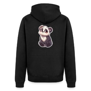 Cute Panda Bear – Gift for Kids - Unisex Premium Organic Zip Hoodie - black - Back - Nico (187cm)