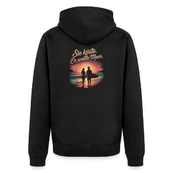 Vous côte Il voulait mer plage amour vague surfeur - Veste à capuche bio Premium Unisexe - noir - Dos - Nico (187cm)