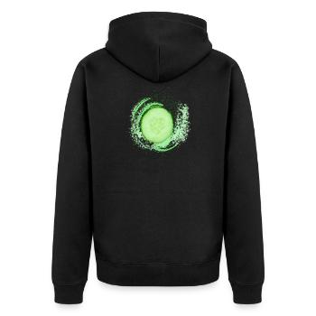 Cucumber Splatter – Modern Art meets Food Design - Unisex Premium Bio Zip Hoodie - Schwarz - Hinten - Nico (187cm)