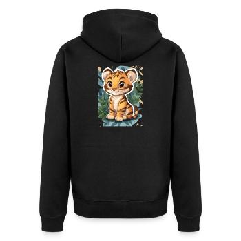 Süsser Tiger – Lustige Geschenkidee für Kinder - Unisex Premium Bio Zip Hoodie - Schwarz - Hinten - Nico (187cm)