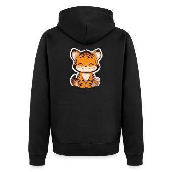 Süsser Tiger – Lustige Geschenkidee für Kinder - Unisex Premium Bio Zip Hoodie - Schwarz - Hinten - Nico (187cm)