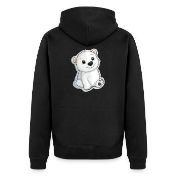 Polarbär Illustration – Arktisches Tiermotiv - Unisex Premium Bio Zip Hoodie - Schwarz - Hinten - Nico (187cm)