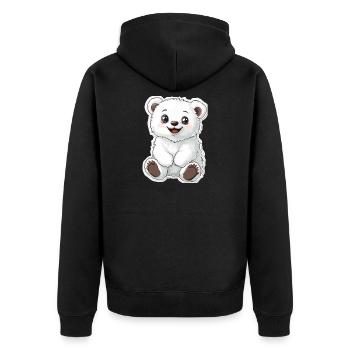 Polarbär Illustration – Arktisches Tiermotiv - Unisex Premium Bio Zip Hoodie - Schwarz - Hinten - Nico (187cm)