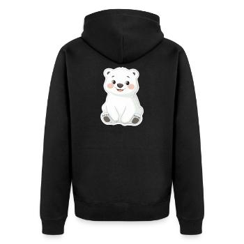 Polarbär Illustration – Arktisches Tiermotiv - Unisex Premium Bio Zip Hoodie - Schwarz - Hinten - Nico (187cm)