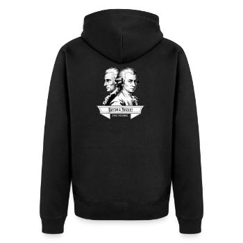 Haydn und Mozart - Zwei Freunde Klassische Musik - Unisex Premium Bio Zip Hoodie - Schwarz - Hinten - Nico (187cm)